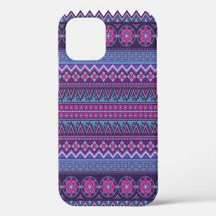 Abstract ethnic stripe pattern, ornamental vintag iPhone 12 case