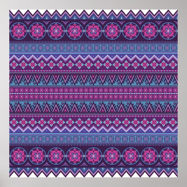 Abstract ethnic stripe pattern,  ornamental vintag poster (Front)