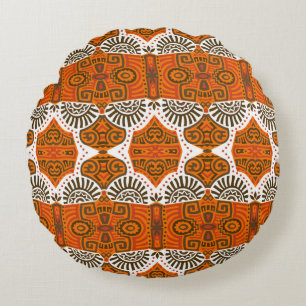 Abstract Ethnic vintage Seamless Pattern. Trendy b Round Pillow
