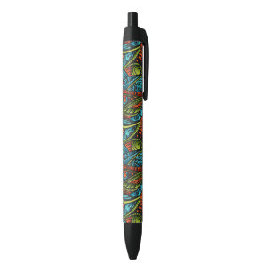 Abstract ethnic wallpaper black ink pen