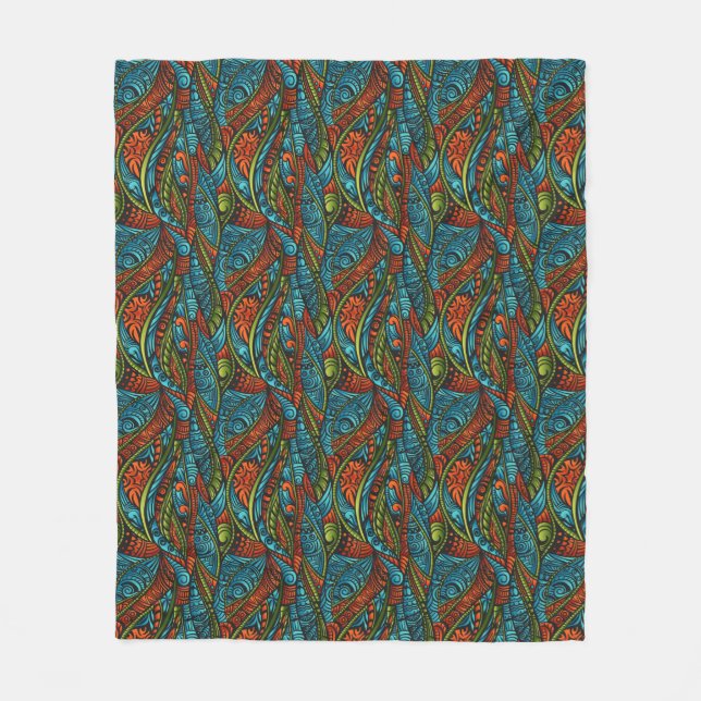 Abstract ethnic wallpaper fleece blanket (Front)