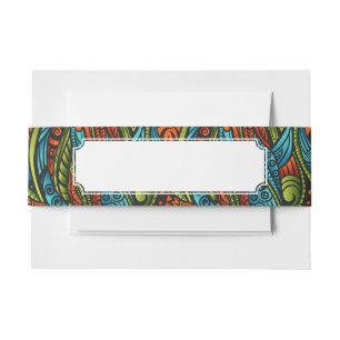 Abstract ethnic wallpaper invitation belly band