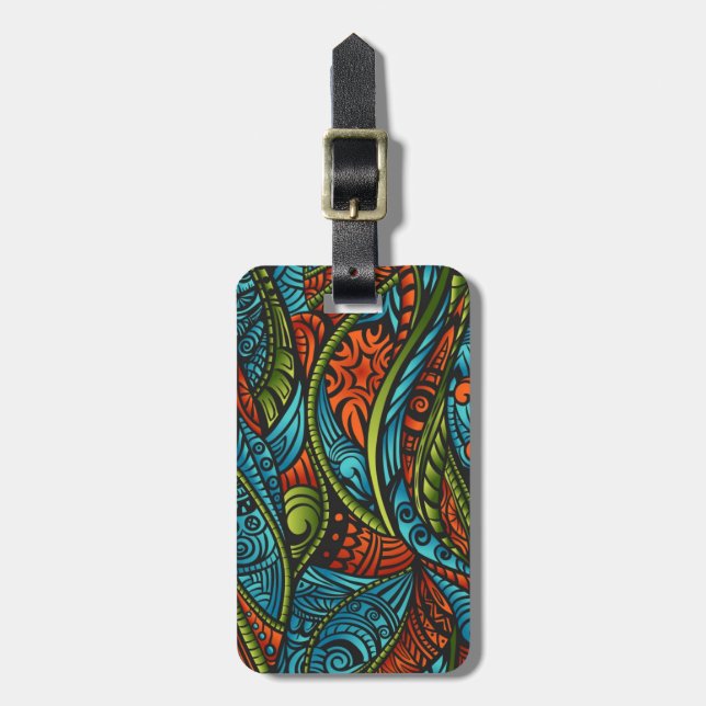 Abstract ethnic wallpaper luggage tag (Front Vertical)