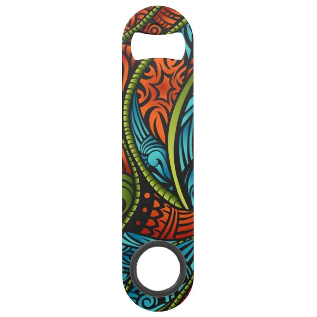 Abstract ethnic wallpaper speed bottle opener (Front)