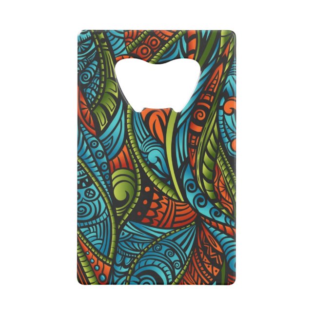 Abstract ethnic wallpaper wallet bottle opener (Front)