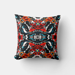Abstract ethno kaleidoscopic ornamental print mode throw pillow