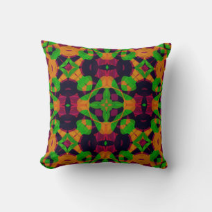Abstract ethno kaleidoscopic ornamental print mode throw pillow