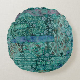 Abstract Ethno Pattern - Folklore Art 1+2 Round Pillow