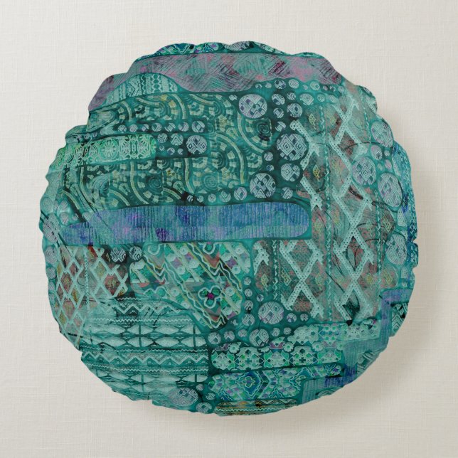 Abstract Ethno Pattern - Folklore Art 1+2 Round Pillow (Front)