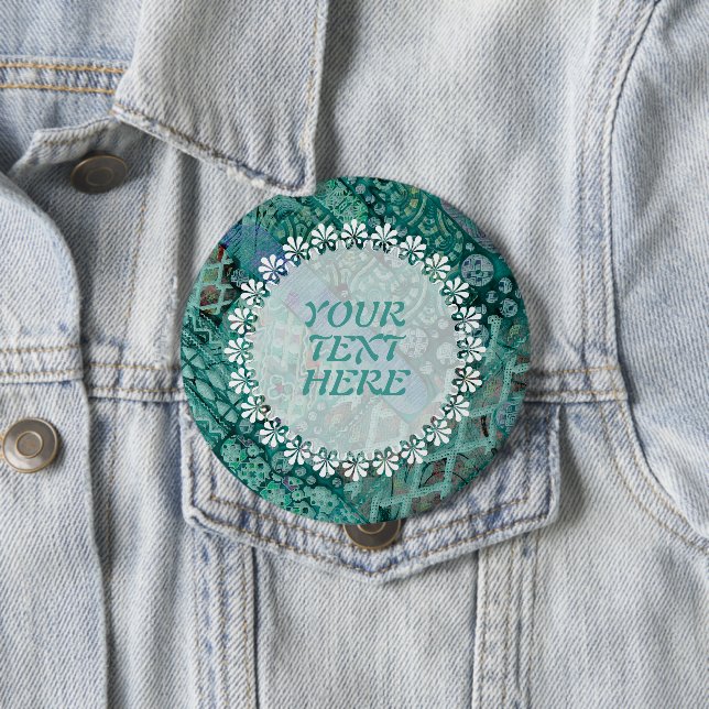 Abstract Ethno Pattern - Folklore Art 2 4 Inch Round Button (In Situ)