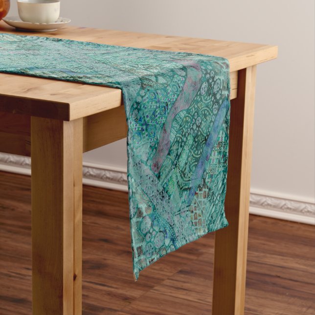 Abstract Ethno Pattern - Folklore Art 2 Short Table Runner (In Situ)
