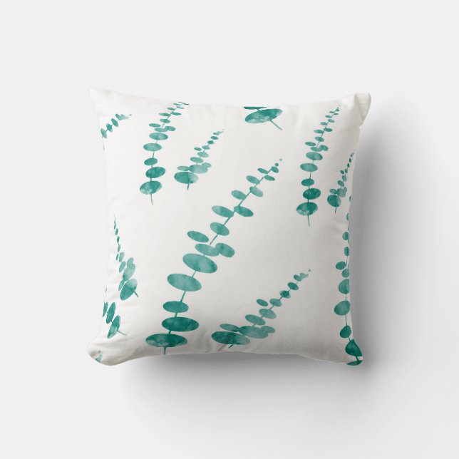 Abstract Eucalyptus Pattern Throw Pillow (Front)