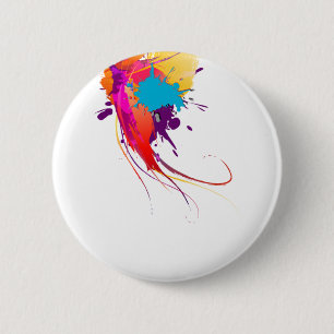 Abstract Exotic Butterfly Paint Splatters 2 Inch Round Button