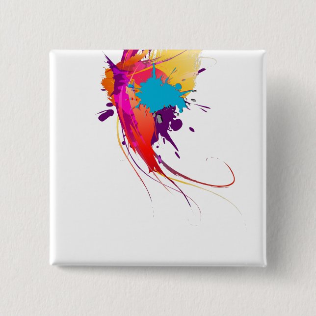 Abstract Exotic Butterfly Paint Splatters 2 Inch Square Button (Front)