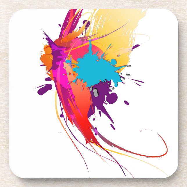 Abstract Exotic Butterfly Paint Splatters Coaster (Front)