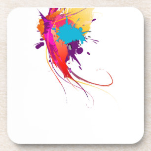 Abstract Exotic Butterfly Paint Splatters Coaster