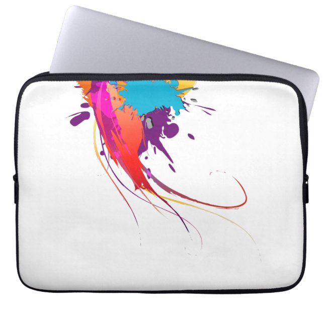 Abstract Exotic Butterfly Paint Splatters Laptop Sleeve (Front)
