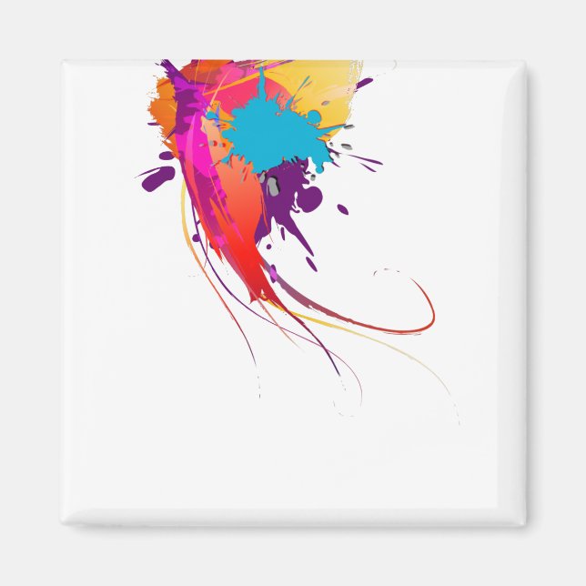 Abstract Exotic Butterfly Paint Splatters Magnet (Front)