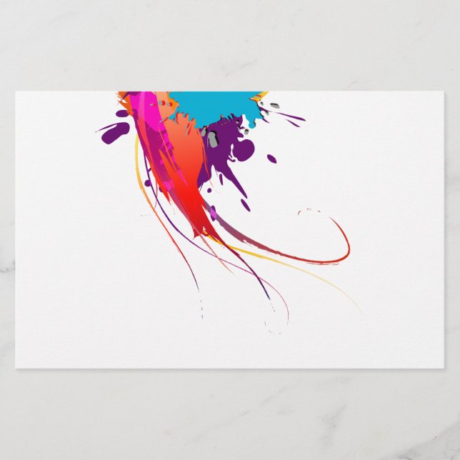Abstract Exotic Butterfly Paint Splatters Stationery (Front)