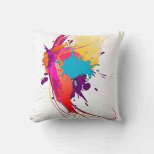 Abstract Exotic Butterfly Paint Splatters Throw Pillow