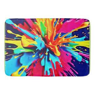 Abstract Explosion of Colour and Paint Bath Mat