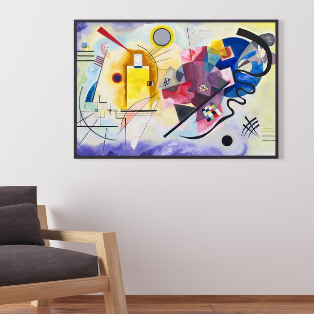 Abstract Expression in the Masterpiece by Wassily  Poster ("Colors Unleashed: Kandinsky's Yellow-Red. A vibrant symphony of hues that ignites the imagination.)
