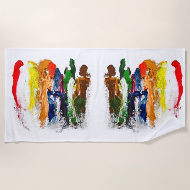Abstract Expression of Human Figures in Motion Beach Towel (Front)