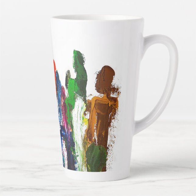 Abstract Expression of Human Figures in Motion Latte Mug (Right)