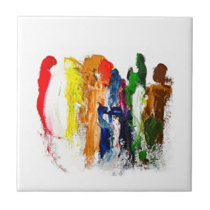 Abstract Expression of Human Figures in Motion Tile