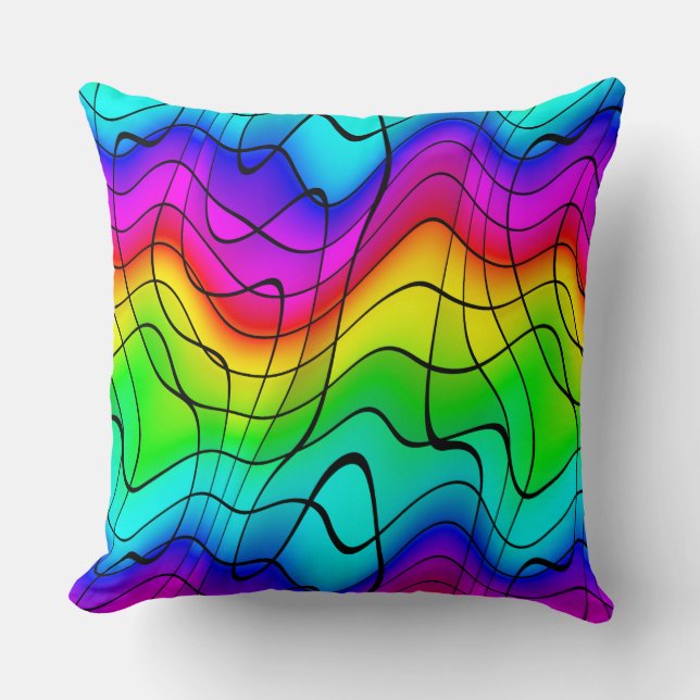 Abstract expression Rainbow Colours Unique Pattern Throw Pillow (Front)