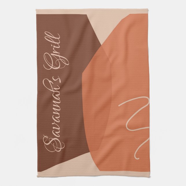 Abstract Expressionism Brown & Terracotta Shapes  Kitchen Towel (Vertical)