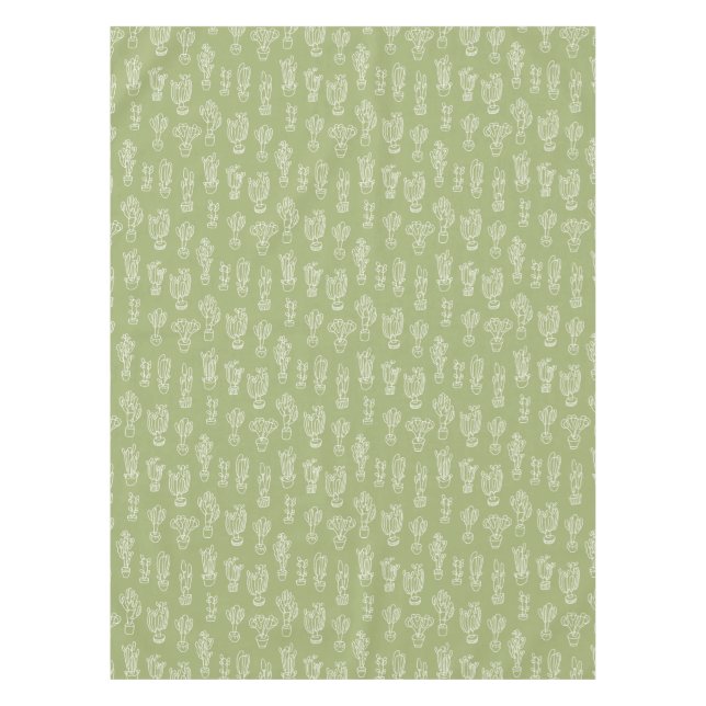Abstract Expressionism Cactus Line Art Pattern Tablecloth (Front)