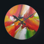 Abstract Expressionism Painting Round Clock<br><div class="desc">Red Yellow Green Abstract Expressionism Painting</div>