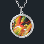 Abstract Expressionism Painting Silver Plated Necklace<br><div class="desc">Yellow Green Red Blue Abstract Expressionism Painting</div>