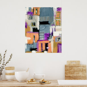 Abstract Expressionist Art Buildings Painting Poster