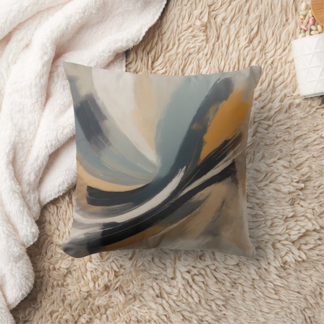 Abstract expressionist brush strokes rhythmic throw pillow (Blanket)
