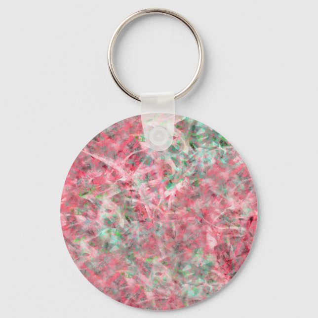 Abstract Expressionist Dance in Pink and Green Keychain (Front)