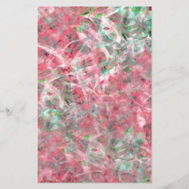 Abstract Expressionist Dance in Pink and Green Stationery (Front)