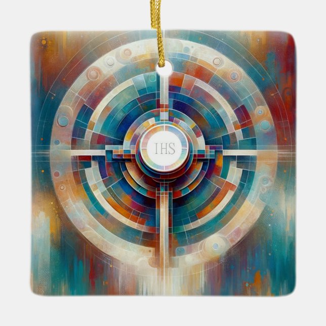 Abstract Expressionist Eucharistic Communion Host  Ceramic Ornament (Front)