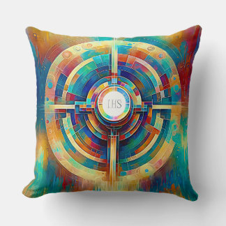 Abstract Expressionist Style Eucharistic Communion Throw Pillow