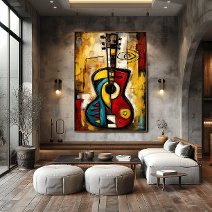 Abstract Expressionist Ukulele – Symbolic Modern Poster