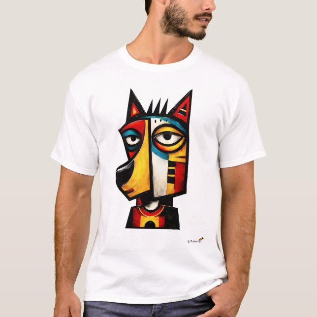 Abstract Expressionist Wolf Geometric Modern Art T-Shirt (Front)