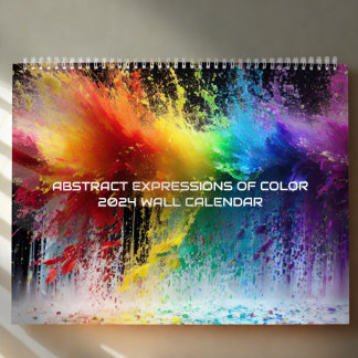 Abstract Expressions of Colour Rainbow Paint Splas Calendar