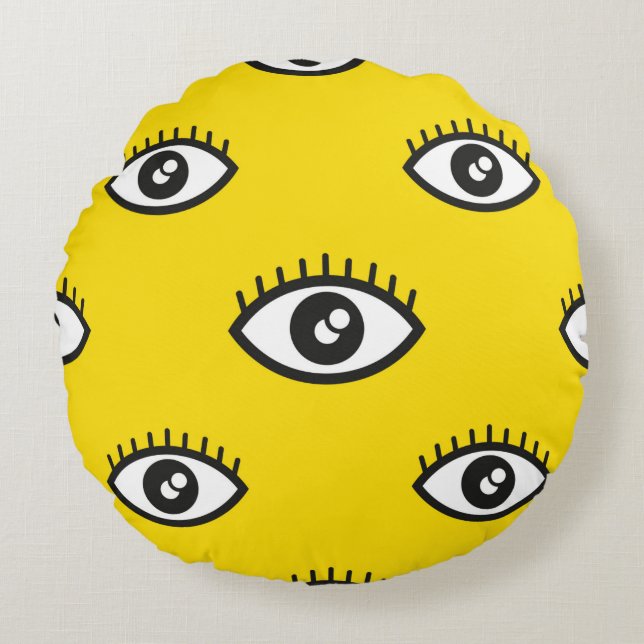 Abstract eye seamless pattern. Seamless eye backgr Round Pillow (Front)