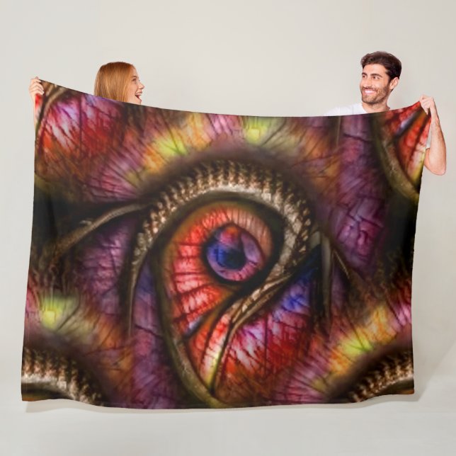 Abstract eyes in reds and purples fleece blanket (In Situ)