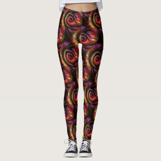 Abstract eyes in reds and purples leggings