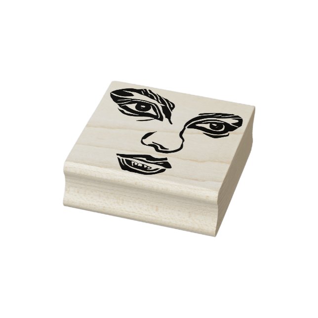 Abstract Eyes Lips Womans Face Beauty Original Art Rubber Stamp (Stamp)