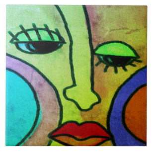 Abstract Face 1 Digital Painting Tile