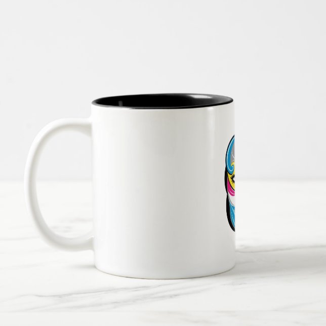 Abstract Face Art logo design Two-Tone Coffee Mug (Left)