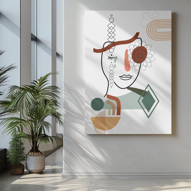 Abstract Face art with illustration flower on eye Canvas Print (Creator Uploaded)